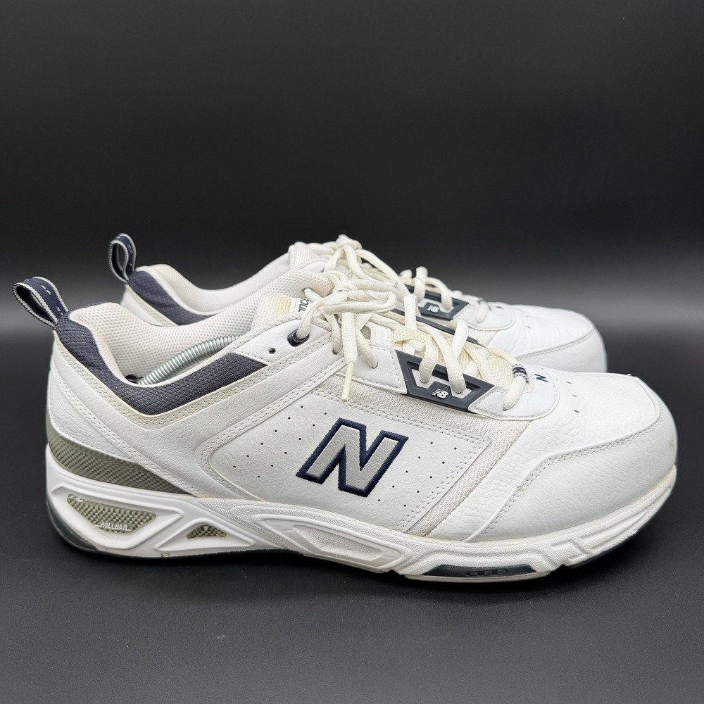 New Balance 855 White Leather Walking Cross Training Shoes MX855WN Mens Sz 14 2E
